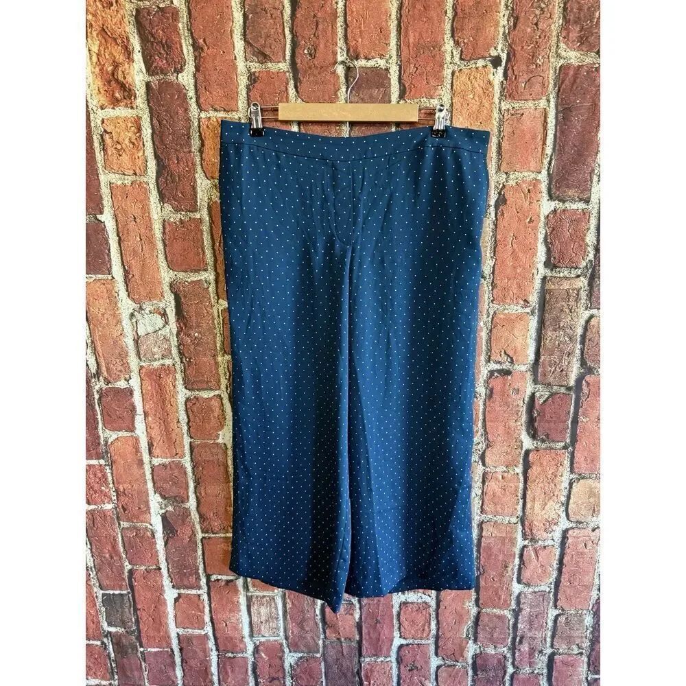 J. Jill Womens Blue Pull On Polka Dot Wide Leg Pant Size Large